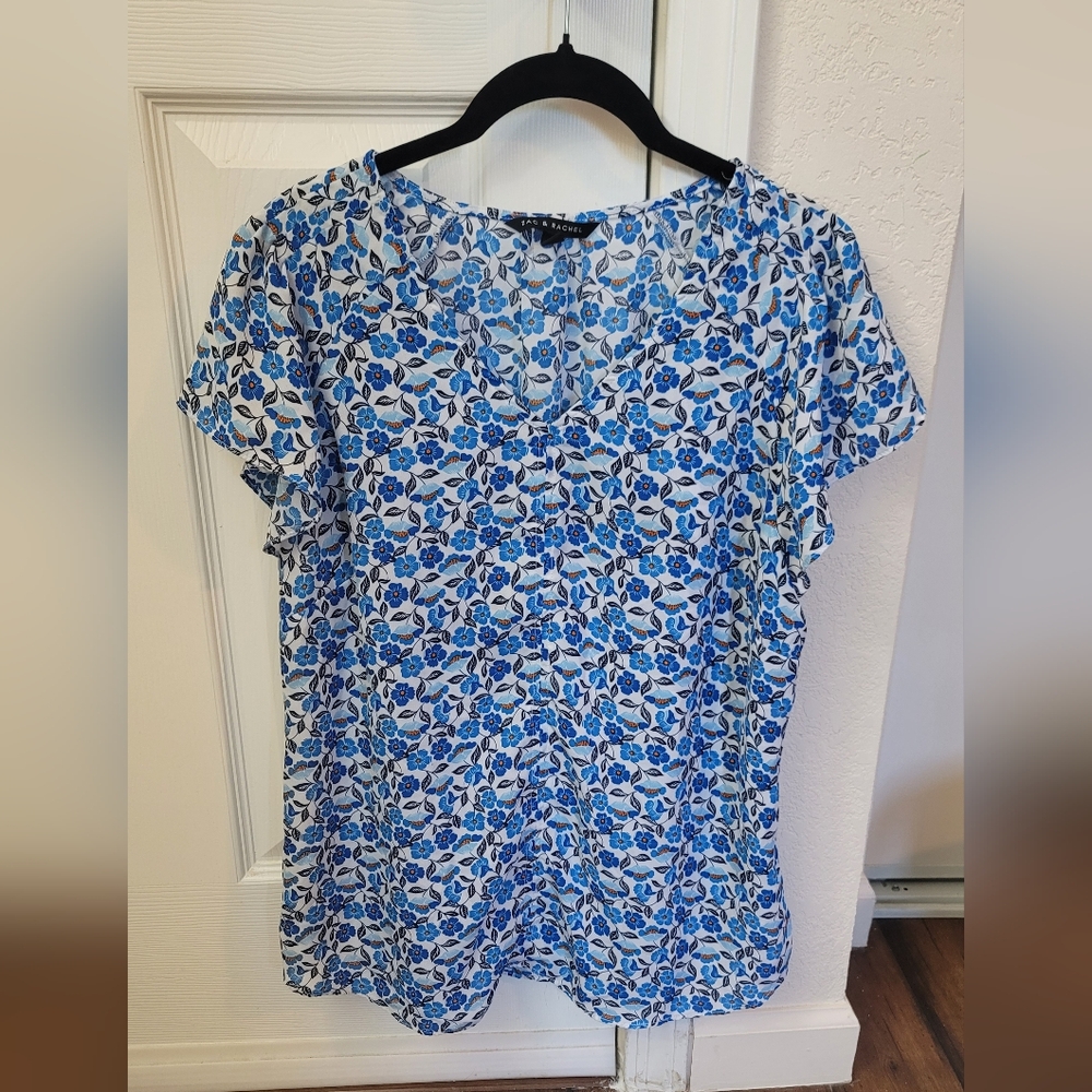 Zac & Rachel White and Blue Patterned Blouse
